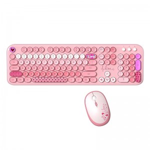 Mofii Lovely 2.4G Wireless Keyboard + Mouse Set (Pink)