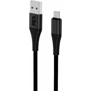 Ilike ICM01 Izturīgs TPE USB uz Micro USB Universālais Lādētāja Kabelis 1m Melns