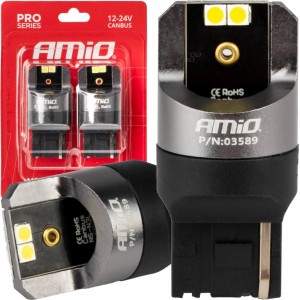 Amio LED CANBUS PRO series 7440 W21W 4x3030 SMD White 12/24V AMIO-03589