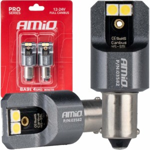 Amio LED CANBUSPRO sērija BA9S 4x3030 SMD White 12/24V FULL CANBUSAMIO-03582