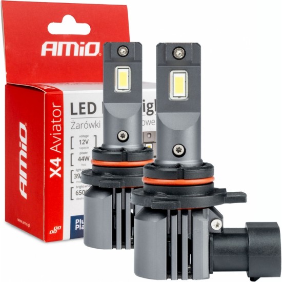 Amio LED Headlights X4-series AVIATOR HIR2 6500K max 44W AMIO-03768