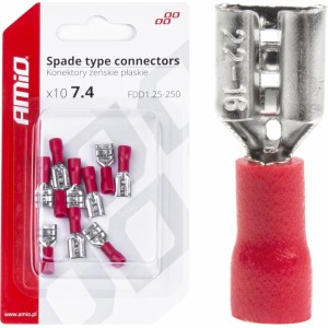 Amio Spade tipa savienotāji 7.4mm 0.5-1.5mm2 10A 10 gab