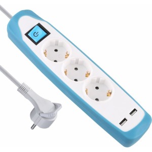 Electraline 62154 Pagarinātājs 3l+2xUSB 2m