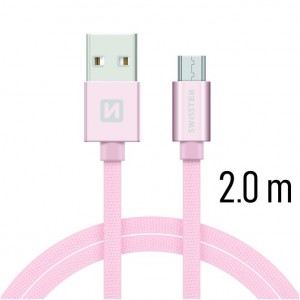 Swissten Textile Quick Charge Universāls Micro USB Datu un Uzlādes Kabelis 2.0m