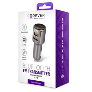 Forever TR-340 Bluetooth FM Transmitter Priekš Auto Radio ar Mikrofonu un Tālvadības pulti + Uzlādes Ligzdas 2xUSB 2.1A