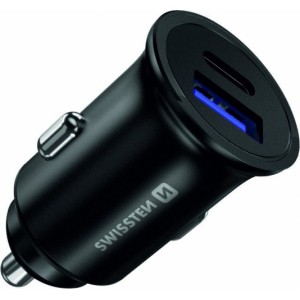 Swissten Mеталл Автомобильное зарядное устройство c USB-C + Quick Charge 3.0 / 36W Для мобильных телефонов и планшетов