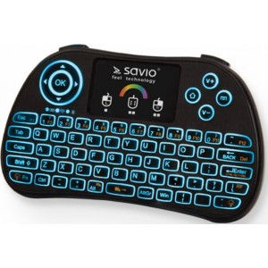 Savio KW-03 Bezvadu Kompakta Klaviatūra PC / PS4 / XBOX / Smart TV / Android + TouchPad Melna (Ar RGB Apgaismojumu)