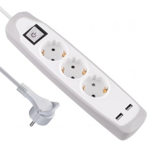 Electraline 62153 Pagarinātājs 3 Ligzdas+2USB 2.0M