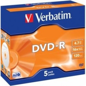 Verbatim Matricas DVD-R AZO  4.7GB 16x 5 Pack Jewel