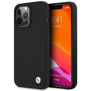 BMW BMHCP13LSILBK Back Case Aizmugurējais Ādas Apvalks Telefonam Apple iPhone 13 Pro