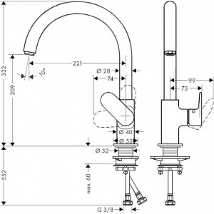 Hansgrohe Vernis Blend M35 210 virtuves maisītājs, ar grozāmu snīpi, hroms