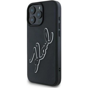 Karl Lagerfeld 3D Rubber Bicolor Signature iPhone 16 Pro Case - Black