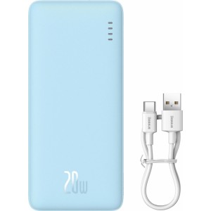 Baseus Airpow 20W 20000mAh Power Bank with White Baseus Simple Series USB-A - USB-C 50cm Cable - Blue