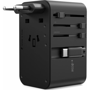 Choetech PD5020 35W EU/US/AUS/UK Travel Adapter with Built-in USB-C Cable - Black