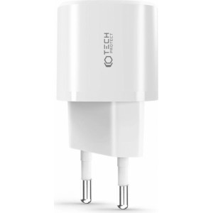 Tech-Protect C20W mini USB-C PD 20W / USB-A QC 3.0 network charger - white