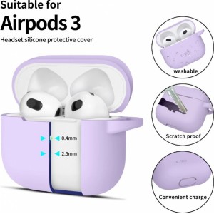 Tech-Protect Silicone Hook Case for Apple AirPods 3 - Purple