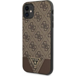 None Guess case for iPhone 11 GUHCN61PU4GHBR brown hard case 4G Triangle Collection