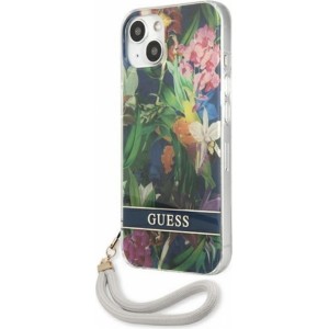 None Guess case for iPhone 13 6,1" GUHCP13MHFLSB hard case blue Flower Cord