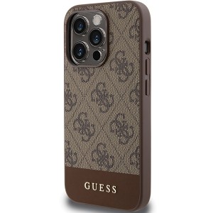 None Guess case for iPhone 15 Pro 6,1" GUHCP15LG4GLBR brown HC PC/TPU 4G PU BOTTOM STRIPE