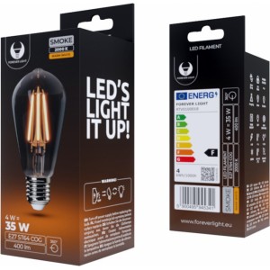 Telforceone LED Bulb Filament E27 ST64 4W 230V 2000K 400lm COG smoked Forever Light