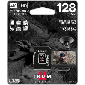 Goodram memory card IRDM 128GB microSD UHS-I U3 V30 with adapter