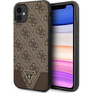 None Guess case for iPhone 11 GUHCN61PU4GHBR brown hard case 4G Triangle Collection