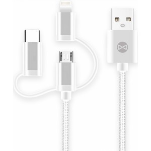 Forever 3in1 cable USB - Lightning + USB-C + microUSB 1,0 m 1,5A white