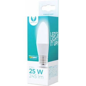 Telforceone LED Bulb E27 C37 3W 230V 4500K 245lm Forever Light