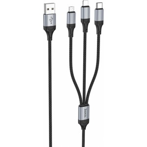 Hoco cable 3in1 USB A to Lightning / Micro USB / Type C 2,4A X102 1 m black