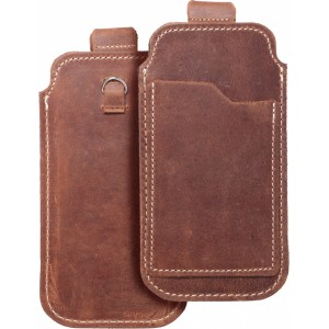 OEM ROYAL Crazy Horse - Leather universal pull-up pocket / brown - Size M - IPHONE 5 / NOKIA S5610 / LUMIA 230