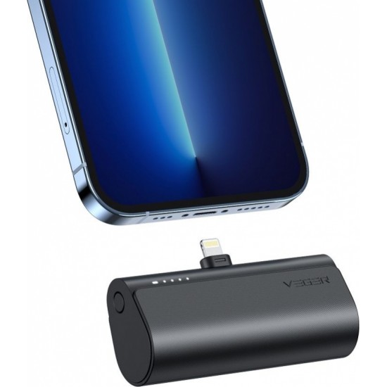 Veger powerbank 5 000 mAh with built-in connector Lightning PD QC3.0 3A 20W PlugOn (W0556P) black