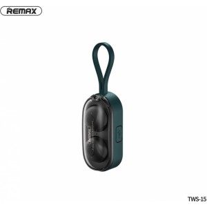 Remax wireless stereo earbuds TWS-15 with docking station in smartband green