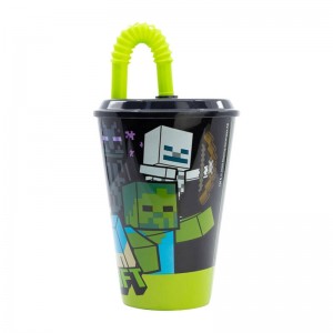 Stor Water Cup with Straw for Kids STOR 40430 430 ml Minecraft (black)