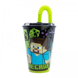 Stor Water Cup with Straw for Kids STOR 40430 430 ml Minecraft (black)