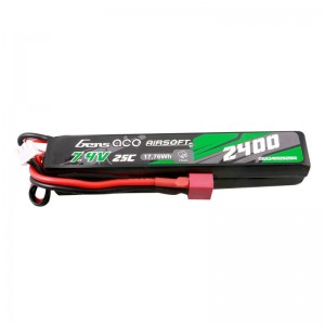 Gens Ace 25C 2400mAh 2S2P 7.4V Saddle Airsoft Gun Lipo Battery with Mini Deans(T) Plug