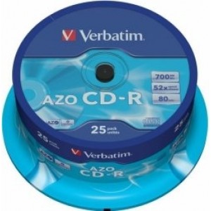 Verbatim Матрицы CD-R AZO 700MB 1x-52x Crystal, 25 Pack Spindle