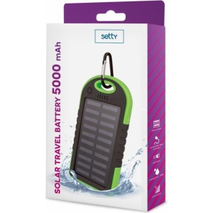 Setty Solar Power Bank 5000mAh Universāla Ārējas uzlādes baterija + Micro USB Kabelis