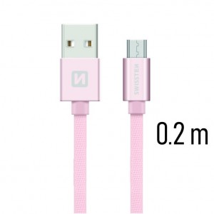 Swissten Textile Quick Charge Universāls Micro USB Datu un Uzlādes Kabelis 0.2m