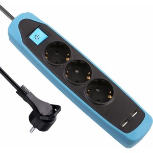 Electraline 62151 Pagarinātājs 3 Ligzdas / 2xUSB / 2m