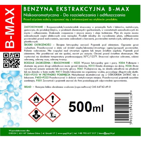 Gsg24 Extraction naphtha in aerosol B-MAX Spray 500ML