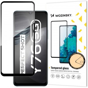Wozinsky Tempered Glass Full Glue Super Tough Screen Protector Full Coveraged with Frame Case Friendly for Vivo Y76 5G / Y76s / Y74s black (universal)