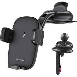 Acefast automatic phone holder for windshield, cockpit and air vent with Qi 15W wireless charger black (D10)