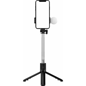 Hurtel Selfie stick WR1YXS telescopic tripod 0.71m with round lamp - black