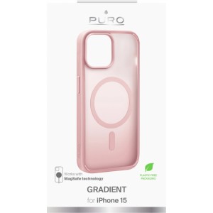 Puro Cover in TPU with integrated magnets and gradient effect 'GRADIENT' for iPhone 15, pink color