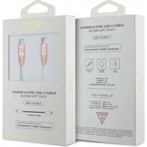 Guess Ebossed Logo USB-C / USB-C Cable 1.5m Fast Charging - Pink