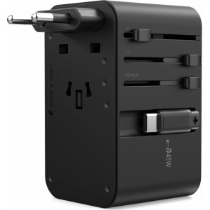 Choetech PD5021 45W EU/US/AUS/UK Travel Adapter with Built-in USB-C Cable - Black