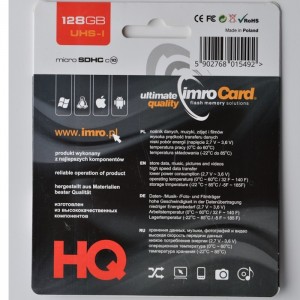 Imro memory card 128GB microSDHC cl. 10 UHS-I + adapter