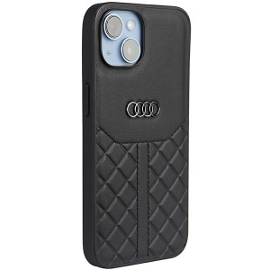 None Audi case for iPhone 13 / 14 / 15 6,1" AU-TPUPCIP14-Q8/D1-BK black hardcase Genuine Leather