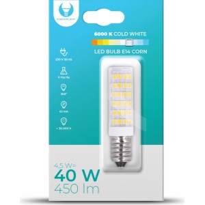 Telforceone LED Bulb E14 Corn 4.5W 230V 6000K 450lm Forever Light