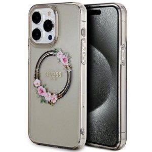 None Guess case for iPhone 15 Pro Max 6,7" GUHMP15XHFWFCK black HC MAGSAFE IML FLOWERS WREATH